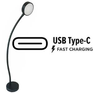 Glenan led chart table lamp horizontal fitting USB matt black finish